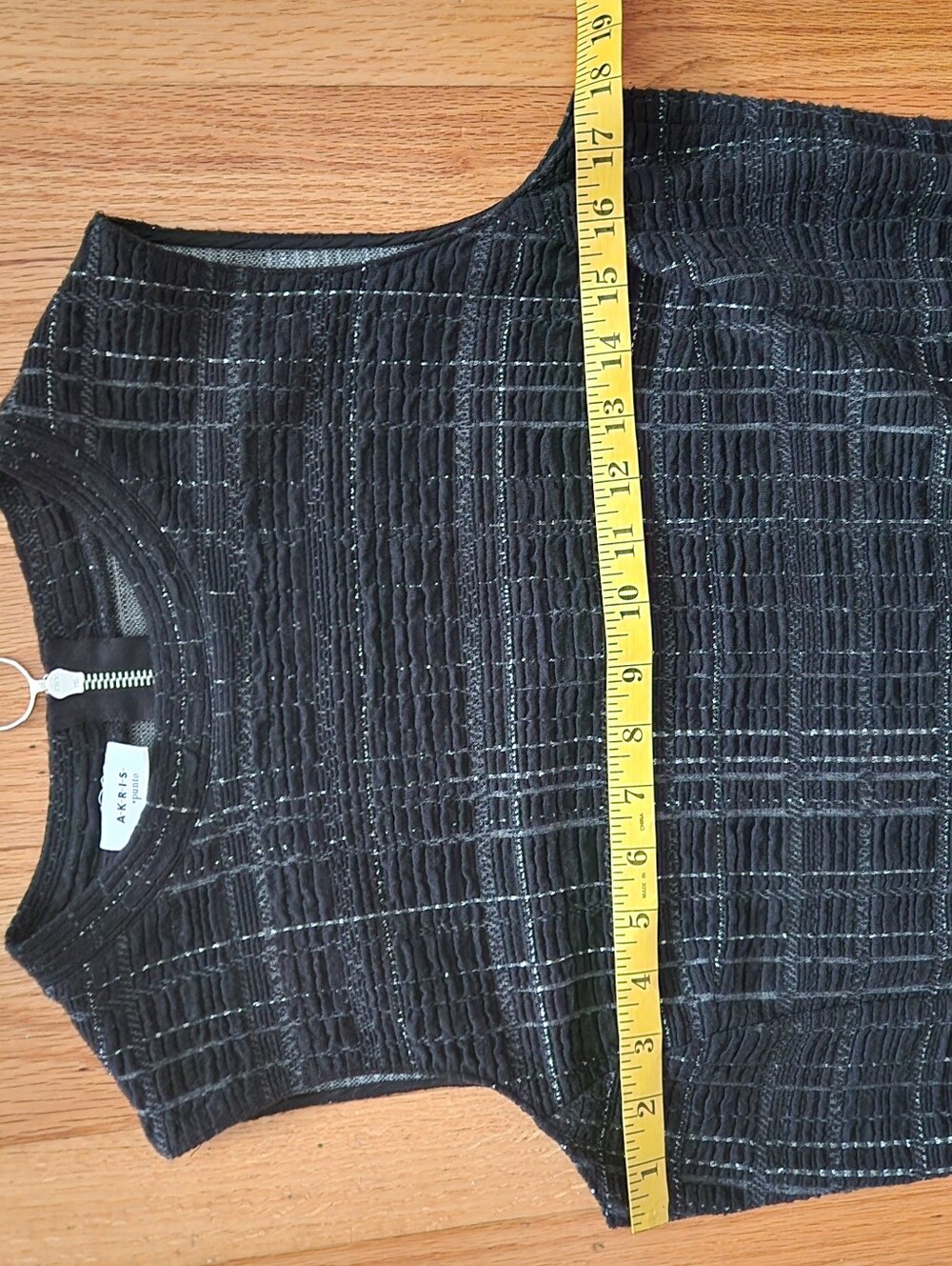 Akris PuntoTunic Black & Silver Check Jersey Dress Size 9 - Picture 15 of 15